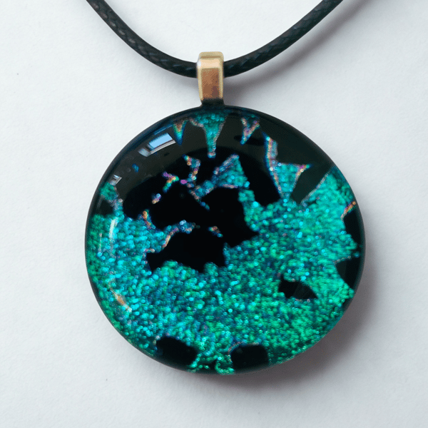 Blue Fused Glass Dichroic Pendant