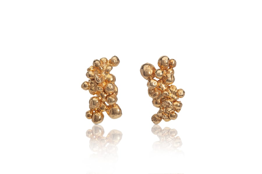 22 Carat Gold Plated Recycled Silver Granulation Earrings