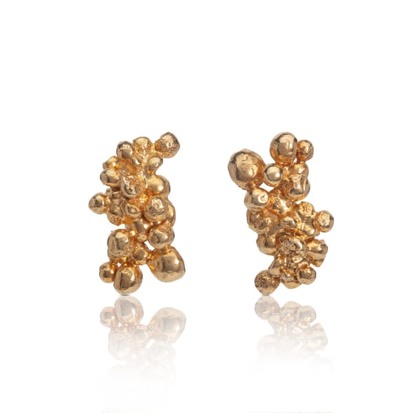 22 Carat Gold Plated Recycled Silver Granulation Earrings