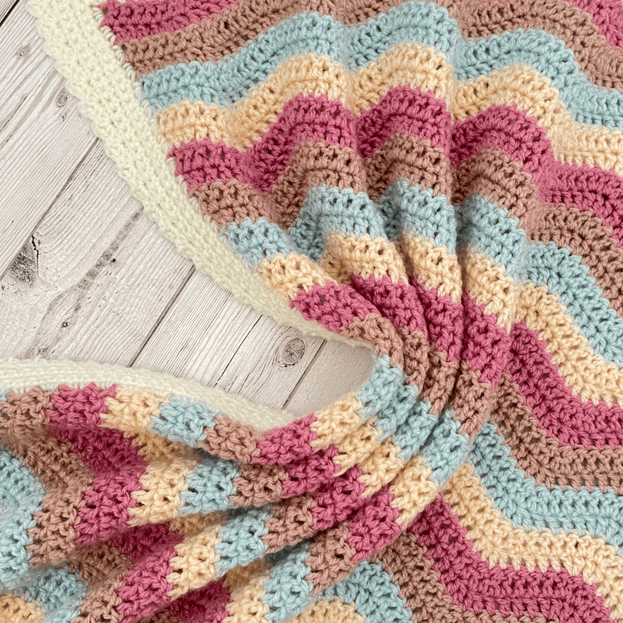 Pink and Duck Egg Baby Blanket - Crochet Handmade - Perfectly Imperfect