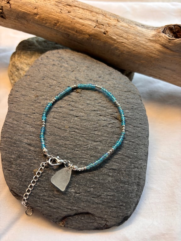 Bracelet - Seaglass and Seed Beads