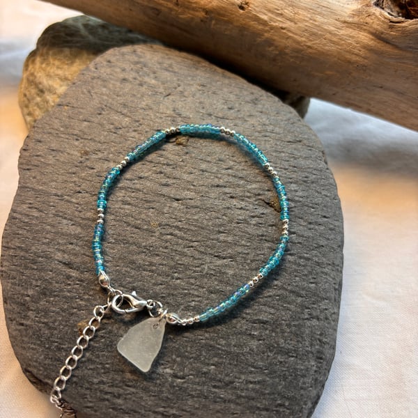 Bracelet - Seaglass and Seed Beads