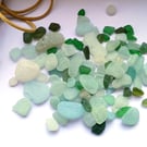 Hand-Picked Sea Glass from the Cumbrian Coast 100grams - Seafoam & Forest Tones