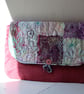 Raspberry pink clutch bag with textile art feature - Image 1