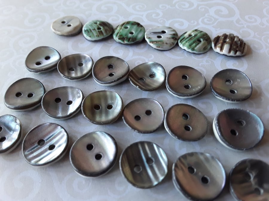 12.5mm Turbo Smoke Pearl Buttons RARE and Organic item x 6