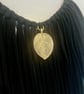 Upcycled Black Boho Goth Statement Necklace with Gold Leaf Pendant - Image 3