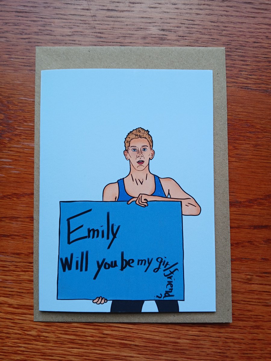 The Next Step- Eldon holding sign A6 greetings card