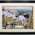 Shaftsbury, Gold Hill, Hovis Hill. Landscape Framed Art Print 14" x 11" Frame 
