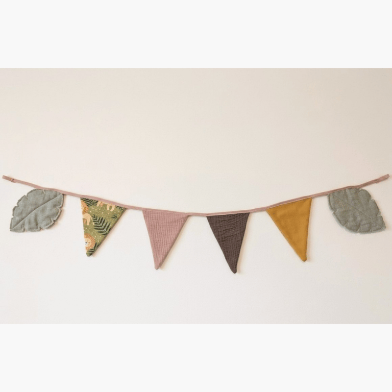 Safari Nursery Bunting - Quilted Leaf Garland - Tactile Savanna Heirloom