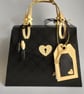 Little Black Bag Unique Handmade Gift Boc Handbag Style Black and Gold 