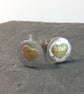  silver and 18ct gold heart stud earrings - Image 6