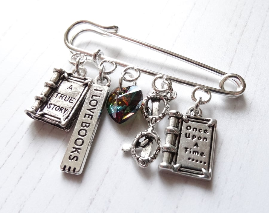 Charm Brooch for Book Lover