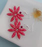 Funky Daisy Earrings in Bright Cherry Red with a Flower Pattern - Image 5