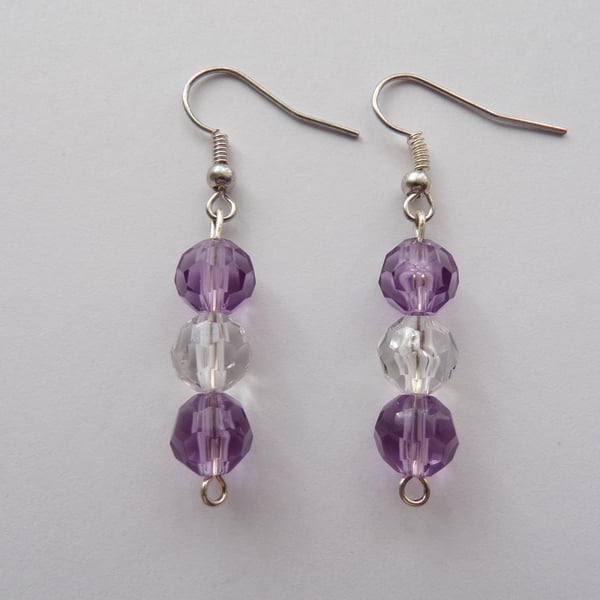 Lilac Earrings, Beaded Earrings