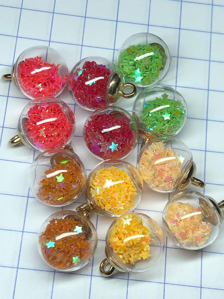 12 star filled glass bauble pendants fruity colours