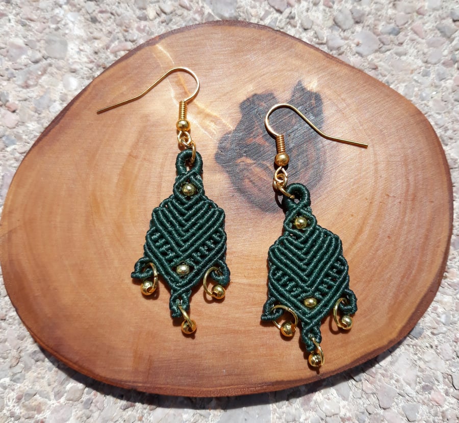 Teal Macrame Earrings