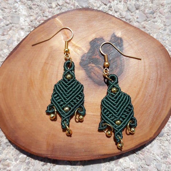 Teal Macrame Earrings