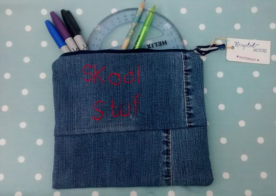 Large Denim Pencil Case 