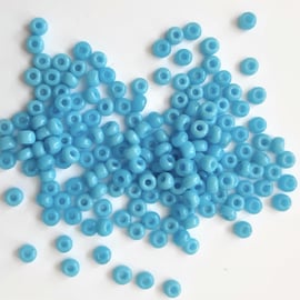 Turquoise blue round seed beads, size 8