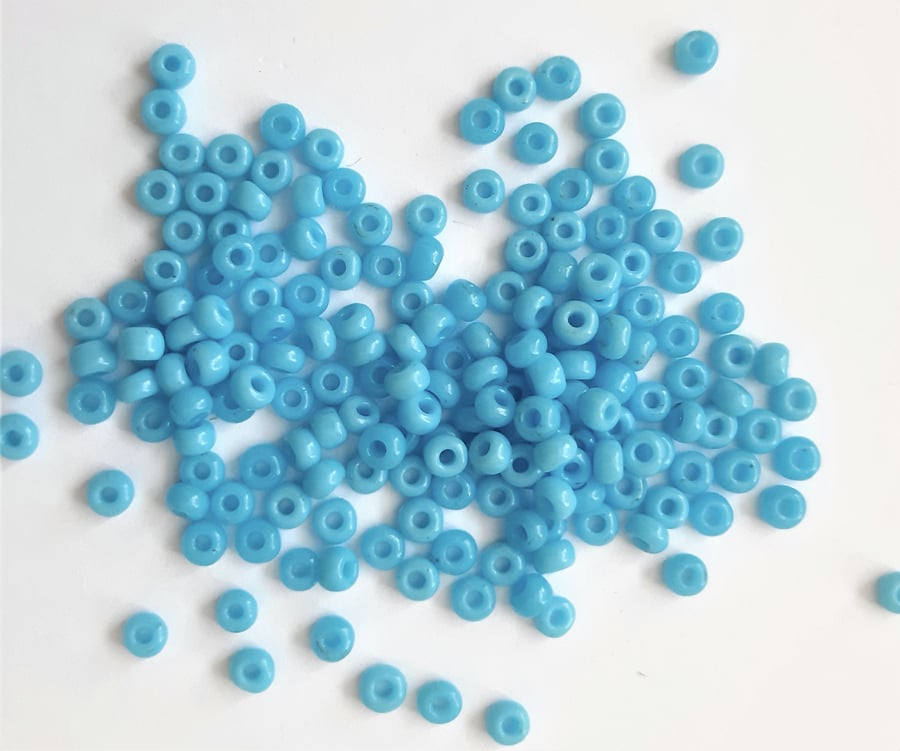 Turquoise blue round seed beads, size 8