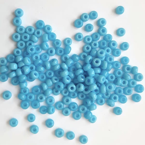 Turquoise blue round seed beads, size 8