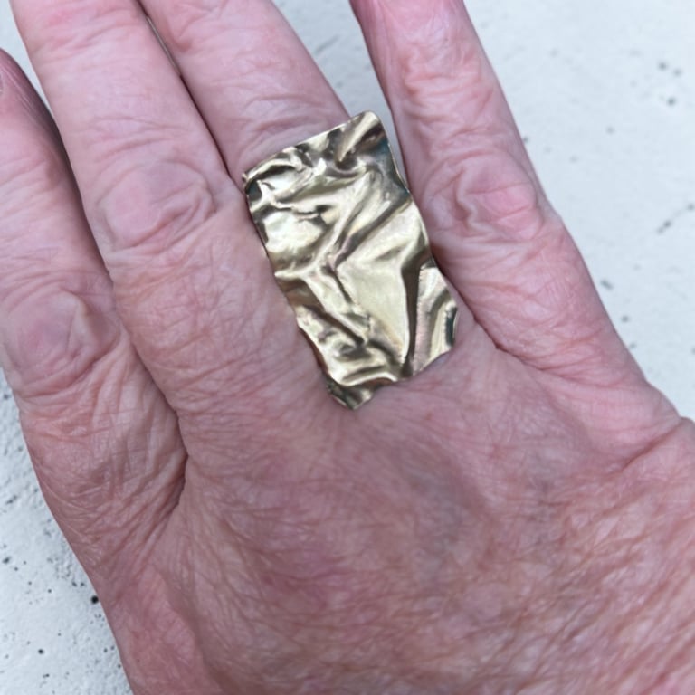 Lightweight Brass Modern Statement Ring - Large Size R