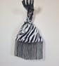  Animal print faux fur fabric Japanese Knot bag with 13cm black tassel trim  - Image 2