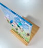 Fused glass floral meadow panel in oak - fused glass art - Image 4