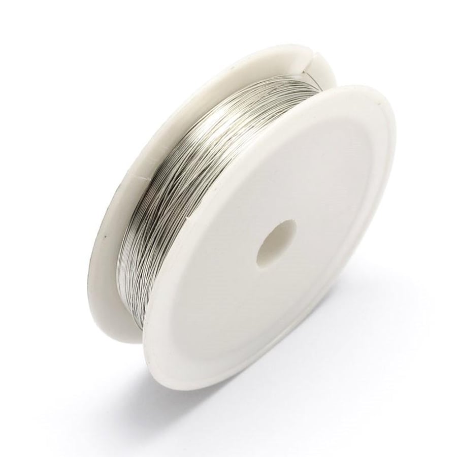 Iron Craft Wire - Silver Tone Enamelled, 7M Spool - 0.5mm Thick Wire for Jewelle