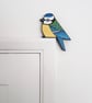 Blue tit door ornament, wooden decoration for door, hand painted bird. - Image 6