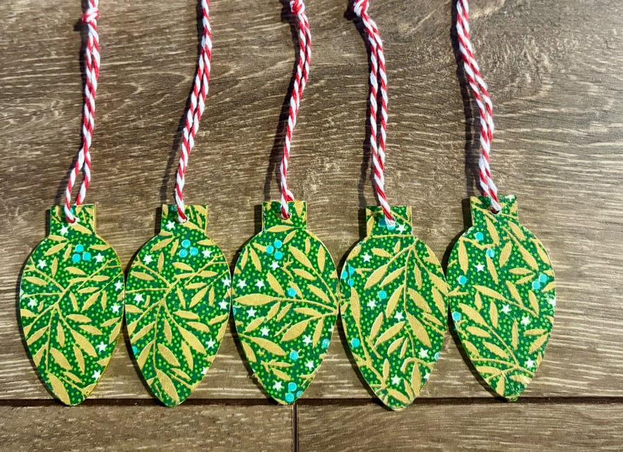 5 Wooden Christmas Tree Decorations 