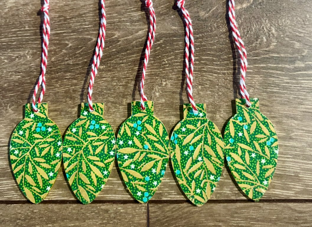 5 Wooden Christmas Tree Decorations 