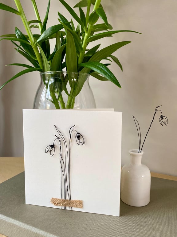 Handcrafted Wire Snowdrops Card