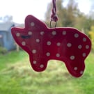 Scandi Folk Art Fused Glass Pig