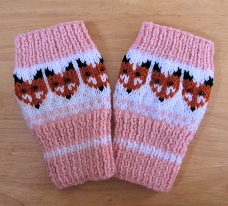 Fox hand warmers, Smaller size, Fingerless gloves, Fox mittens