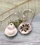 Oak Leaf Silver Earrings Drops with Peridot Bead dangles - Image 5