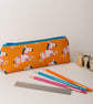 Zebra pencil case – handmade cotton zip pouch with padded lining and clip tag - Image 1