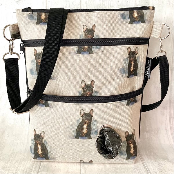 Dog walking cross body bag , French Bulldogs