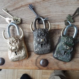 Highland Cattle Padlock with Two keys