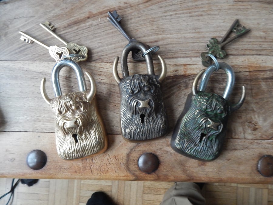 Highland Cattle Padlock with Two keys Folksy