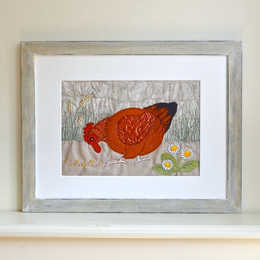 Chicken picture - Black Tailed Red Maran hen - bird art wall decor