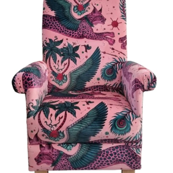 Emma Shipley Lynx Coral Pink Velvet Adult Chair Armchair Cats Accent Small 