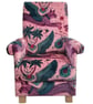 Emma Shipley Lynx Coral Pink Velvet Adult Chair Armchair Cats Accent Small 