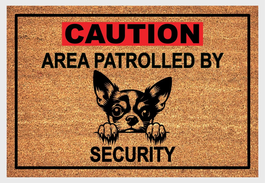 Chihuahua Security Door Mat No.2 - Chihuahua Welcome Mat - 3 Sizes