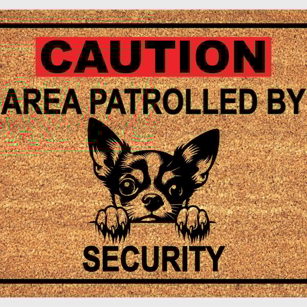 Chihuahua Security Door Mat No.2 - Chihuahua Welcome Mat - 3 Sizes
