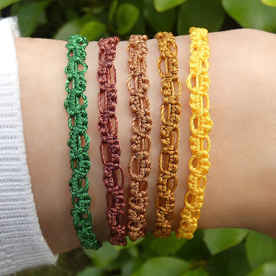Handmade Macramé bracelet with stainless steel clasp - 5 colour options, Ref:524