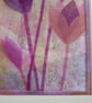 Tulip picture, pink flowers, embroidered, collage, framed textile art - Image 3