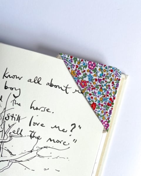 Personalised corner bookmark, fabric corner bookmark, book lover gift