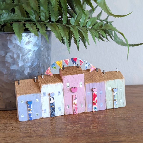 Handmade Row of Tiny Oak Cottages