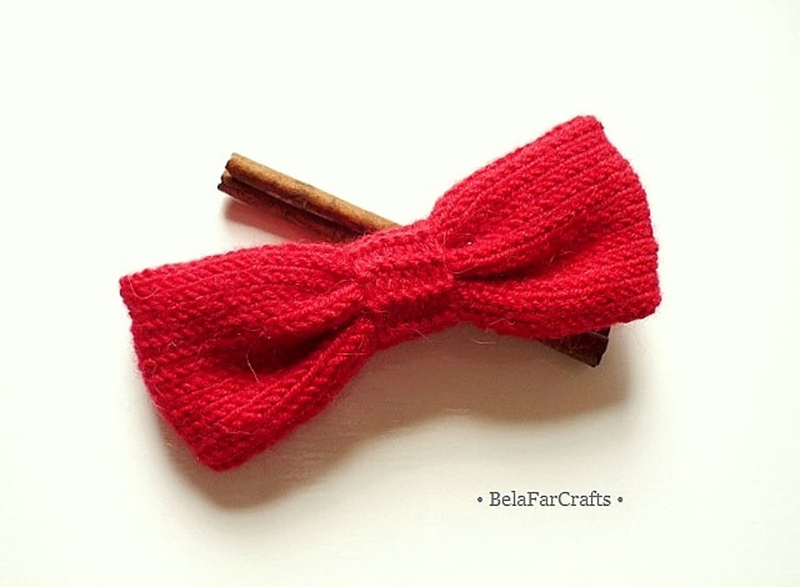 Suit accessories - Men's red knitted bow - Handmade wedding